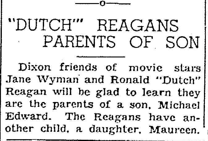 "Dutch" Reagans Parents of son