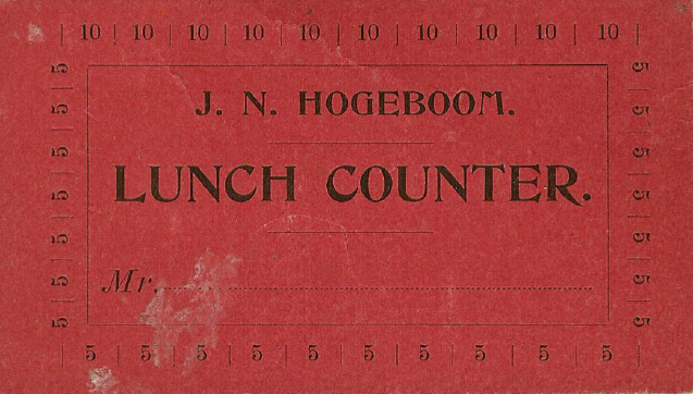 Hogeboom Lunch Counter Ticket